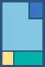 A blue and yellow rectangular rug with squares
